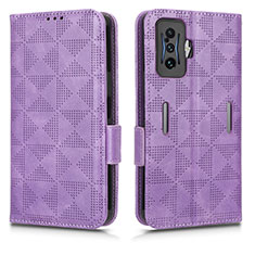 Funda de Cuero Cartera con Soporte Carcasa C02X para Xiaomi Redmi K50 Gaming 5G Morado