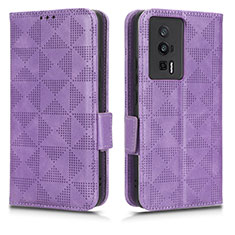 Funda de Cuero Cartera con Soporte Carcasa C02X para Xiaomi Redmi K60 5G Morado