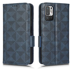 Funda de Cuero Cartera con Soporte Carcasa C02X para Xiaomi Redmi Note 10 5G Azul