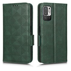 Funda de Cuero Cartera con Soporte Carcasa C02X para Xiaomi Redmi Note 10 5G Verde