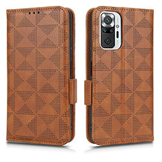 Funda de Cuero Cartera con Soporte Carcasa C02X para Xiaomi Redmi Note 10 Pro Max Marron