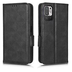 Funda de Cuero Cartera con Soporte Carcasa C02X para Xiaomi Redmi Note 10T 5G Negro