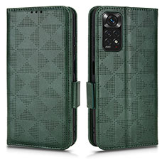 Funda de Cuero Cartera con Soporte Carcasa C02X para Xiaomi Redmi Note 11 4G (2022) Verde