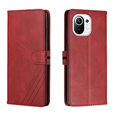 Funda de Cuero Cartera con Soporte Carcasa C03 para Xiaomi Mi 11 Lite 4G Rojo