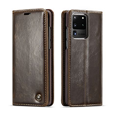 Funda de Cuero Cartera con Soporte Carcasa C03S para Samsung Galaxy S20 Ultra 5G Marron