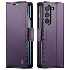 Funda de Cuero Cartera con Soporte Carcasa C03S para Samsung Galaxy Z Fold5 5G Morado