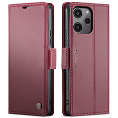 Funda de Cuero Cartera con Soporte Carcasa C03S para Xiaomi Poco M6 Pro 5G Rojo