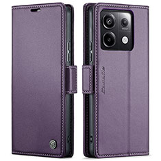 Funda de Cuero Cartera con Soporte Carcasa C03S para Xiaomi Redmi Note 13 Pro 5G Morado