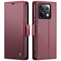 Funda de Cuero Cartera con Soporte Carcasa C03S para Xiaomi Redmi Note 13 Pro 5G Rojo