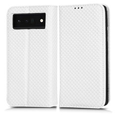 Funda de Cuero Cartera con Soporte Carcasa C03X para Google Pixel 6 Pro 5G Blanco