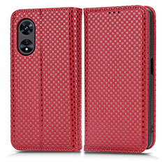 Funda de Cuero Cartera con Soporte Carcasa C03X para Huawei Honor X5 Plus Rojo