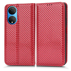 Funda de Cuero Cartera con Soporte Carcasa C03X para Huawei Honor X7 Rojo