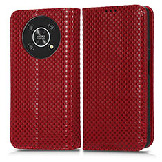 Funda de Cuero Cartera con Soporte Carcasa C03X para Huawei Honor X9 5G Rojo