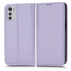 Funda de Cuero Cartera con Soporte Carcasa C03X para Motorola Moto E32s Morado