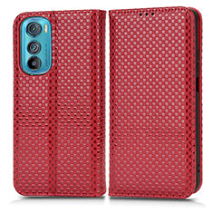 Funda de Cuero Cartera con Soporte Carcasa C03X para Motorola Moto Edge 30 5G Rojo