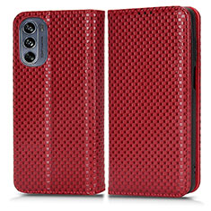 Funda de Cuero Cartera con Soporte Carcasa C03X para Motorola Moto G62 5G Rojo