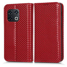 Funda de Cuero Cartera con Soporte Carcasa C03X para OnePlus 10 Pro 5G Rojo