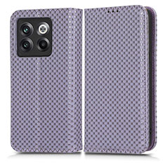 Funda de Cuero Cartera con Soporte Carcasa C03X para OnePlus 10T 5G Morado