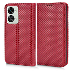 Funda de Cuero Cartera con Soporte Carcasa C03X para OnePlus Nord 2T 5G Rojo