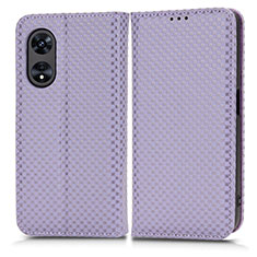 Funda de Cuero Cartera con Soporte Carcasa C03X para Oppo A18 Morado