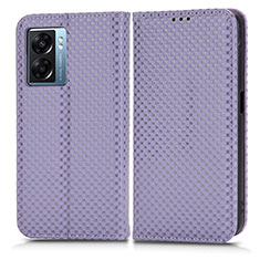 Funda de Cuero Cartera con Soporte Carcasa C03X para Oppo A77 5G Morado