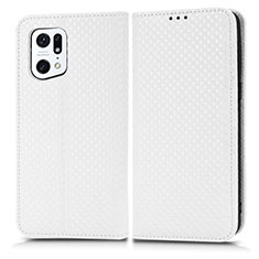 Funda de Cuero Cartera con Soporte Carcasa C03X para Oppo Find X5 Pro 5G Blanco