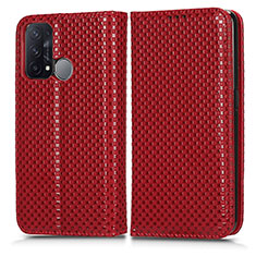 Funda de Cuero Cartera con Soporte Carcasa C03X para Oppo Reno5 A Rojo