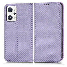 Funda de Cuero Cartera con Soporte Carcasa C03X para Oppo Reno7 A Morado