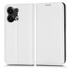 Funda de Cuero Cartera con Soporte Carcasa C03X para Oppo Reno8 Pro 5G Blanco