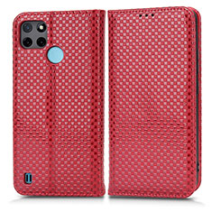 Funda de Cuero Cartera con Soporte Carcasa C03X para Realme C25Y India Rojo