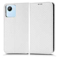 Funda de Cuero Cartera con Soporte Carcasa C03X para Realme C30 Blanco