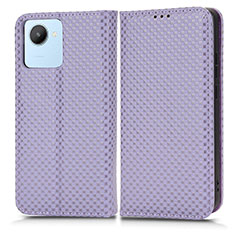 Funda de Cuero Cartera con Soporte Carcasa C03X para Realme C30 Morado