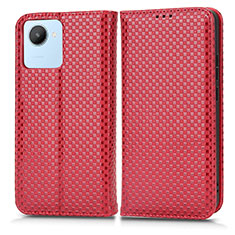 Funda de Cuero Cartera con Soporte Carcasa C03X para Realme C30 Rojo