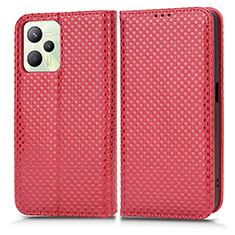 Funda de Cuero Cartera con Soporte Carcasa C03X para Realme C35 Rojo