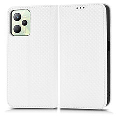 Funda de Cuero Cartera con Soporte Carcasa C03X para Realme Narzo 50A Prime Blanco