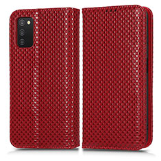 Funda de Cuero Cartera con Soporte Carcasa C03X para Samsung Galaxy A02s Rojo