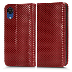 Funda de Cuero Cartera con Soporte Carcasa C03X para Samsung Galaxy A03 Core Rojo