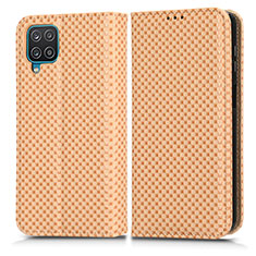 Funda de Cuero Cartera con Soporte Carcasa C03X para Samsung Galaxy A12 Nacho Oro