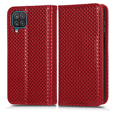 Funda de Cuero Cartera con Soporte Carcasa C03X para Samsung Galaxy F12 Rojo