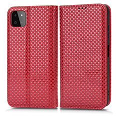 Funda de Cuero Cartera con Soporte Carcasa C03X para Samsung Galaxy F42 5G Rojo