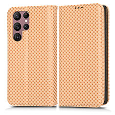 Funda de Cuero Cartera con Soporte Carcasa C03X para Samsung Galaxy S24 Ultra 5G Oro