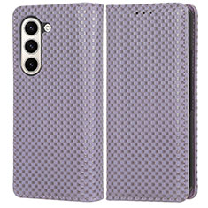 Funda de Cuero Cartera con Soporte Carcasa C03X para Samsung Galaxy Z Fold5 5G Morado