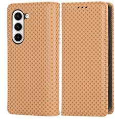 Funda de Cuero Cartera con Soporte Carcasa C03X para Samsung Galaxy Z Fold5 5G Oro