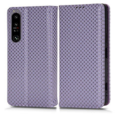 Funda de Cuero Cartera con Soporte Carcasa C03X para Sony Xperia 1 IV Morado