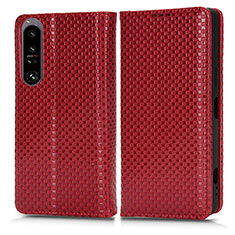 Funda de Cuero Cartera con Soporte Carcasa C03X para Sony Xperia 1 IV Rojo