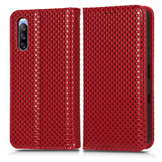 Funda de Cuero Cartera con Soporte Carcasa C03X para Sony Xperia 10 III Lite Rojo