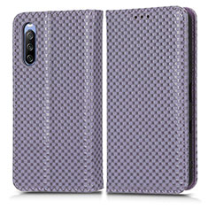 Funda de Cuero Cartera con Soporte Carcasa C03X para Sony Xperia 10 III SO-52B Morado