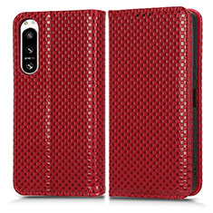 Funda de Cuero Cartera con Soporte Carcasa C03X para Sony Xperia 5 IV Rojo