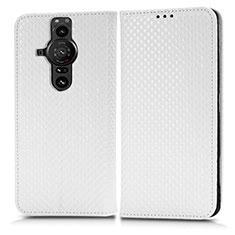 Funda de Cuero Cartera con Soporte Carcasa C03X para Sony Xperia PRO-I Blanco