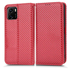 Funda de Cuero Cartera con Soporte Carcasa C03X para Vivo iQOO U5x Rojo